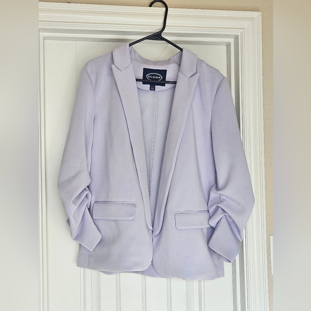 Women's Relaxed Scuba Knit Blazer with Scrunch Sleeves